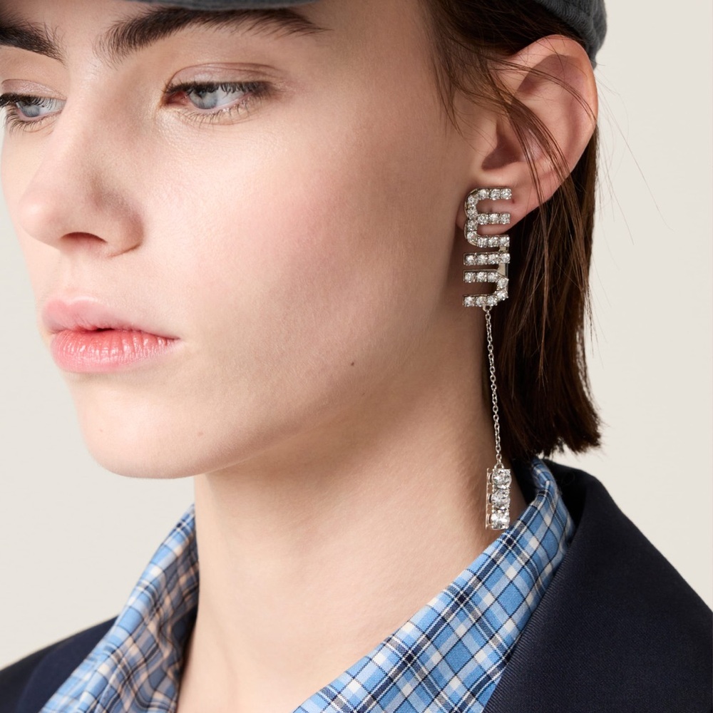 Miu Miu Pendant Earrings with Crystals
